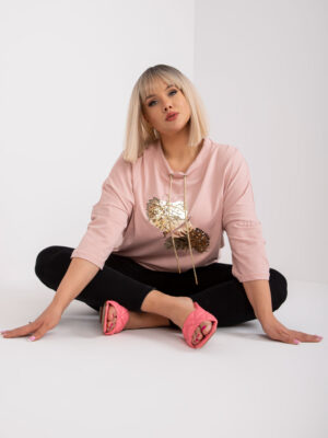 Powder pink plus size blouse with 3/4 sleeves Alinne