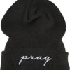 Pray Embroidery Beanie Black/White