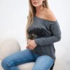 Printed blouse with a long back graphite