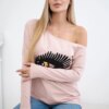 Printed blouse with a long back in dark powder pink