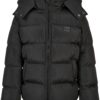 Puffer Boys' Jacket with Hood Black