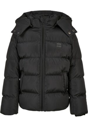 Puffer Boys' Jacket with Hood Black