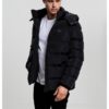 Puffer hooded jacket black