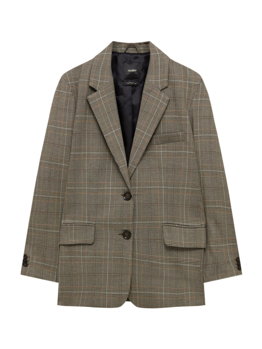Pull&Bear Blézer  barna / szürke / khaki / fekete-Hungary