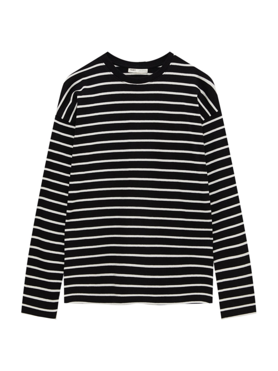 Pull&Bear Póló  fekete / fehér-Hungary