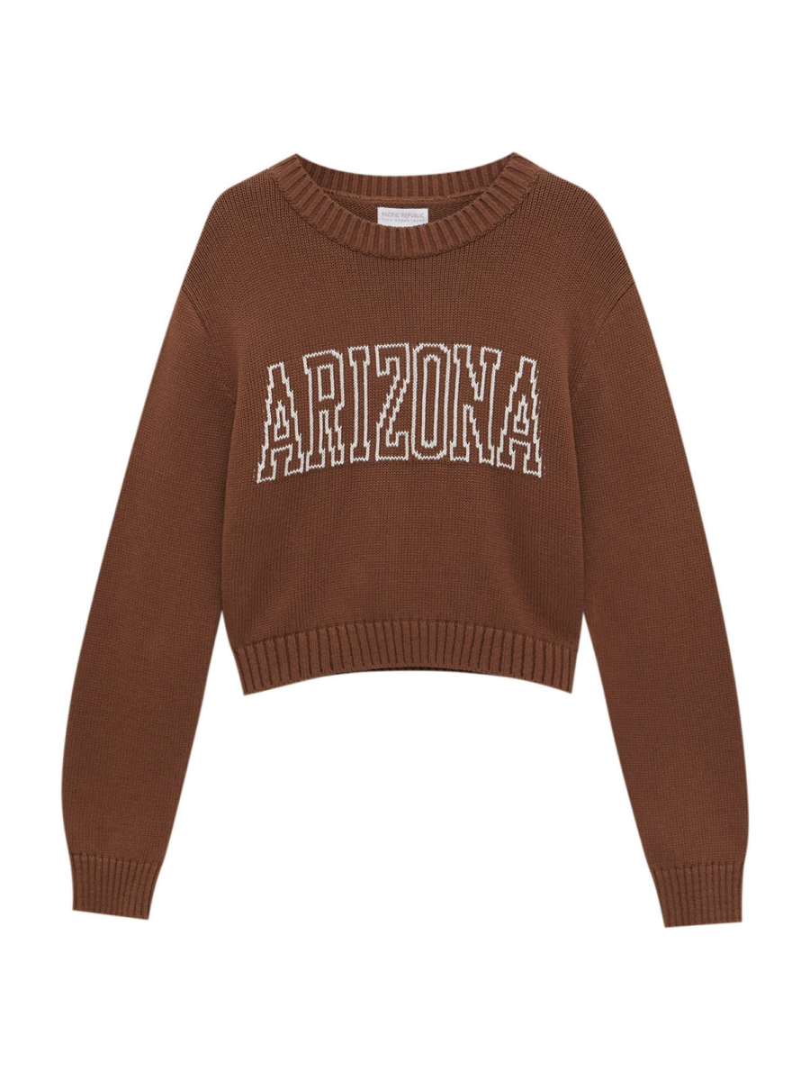 Pull&Bear Pulóver  barna / fehér-Hungary