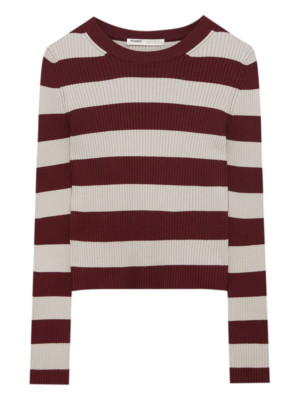 Pull&Bear Pulóver  bézs / burgundi vörös-Hungary