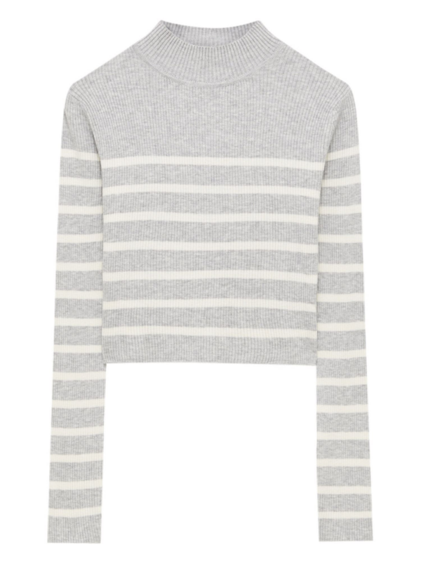 Pull&Bear Pulóver  szürke / fehér-Hungary