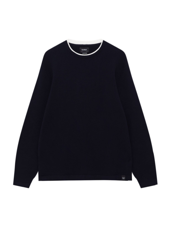 Pull&Bear Pulóver  tengerészkék / fehér-Hungary