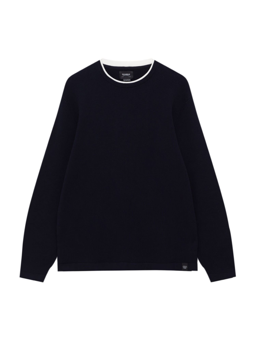 Pull&Bear Pulóver  tengerészkék / fehér-Hungary