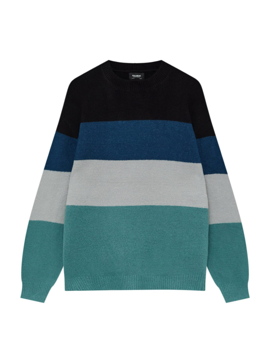 Pull&Bear Pulóver  tengerészkék / jáde / levendula / fekete-Hungary