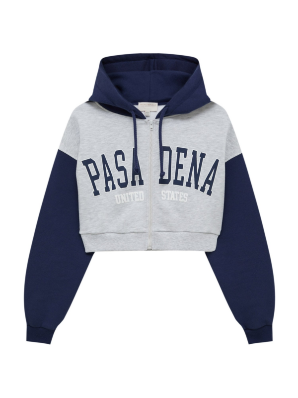Pull&Bear Tréning dzseki  tengerészkék / szürke melír / fehér-Hungary