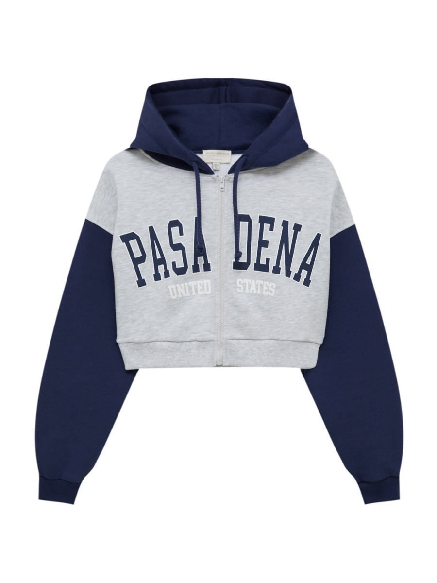 Pull&Bear Tréning dzseki  tengerészkék / szürke melír / fehér-Hungary