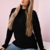Pullover sweater with fashionable black weave