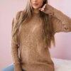 Pullover sweater with fashionable camel fabric