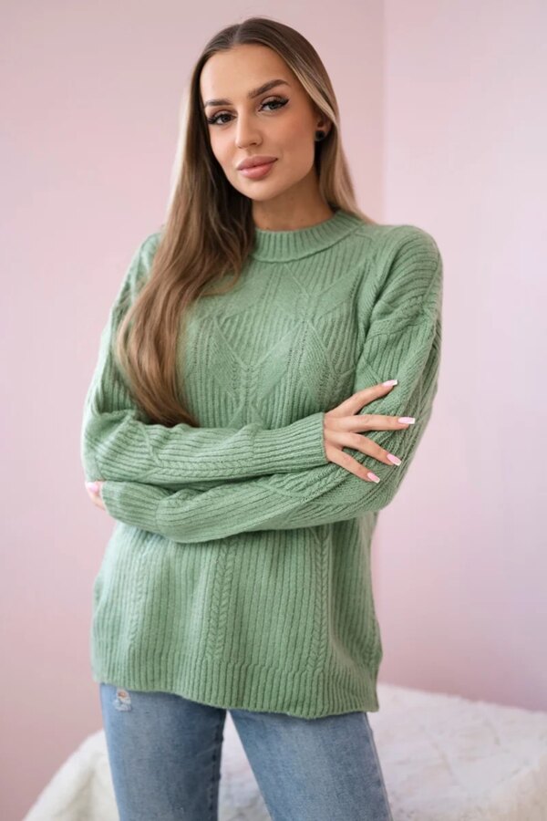 Pullover sweater with fashionable dark mint fabric