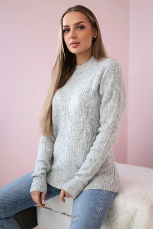 Pullover sweater with fashionable grey weave