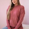 Pullover sweater with fashionable navy pink fabric