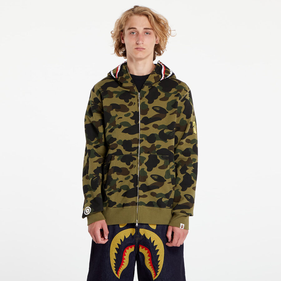 Pulóver A BATHING APE 1St Camo 2Nd Shark Full Zip Hoodie Green XXL-alacsony-ár