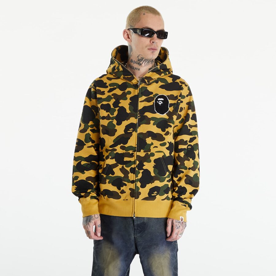 Pulóver A BATHING APE 1St Camo Full Zip Hoodie Yellow S-alacsony-ár