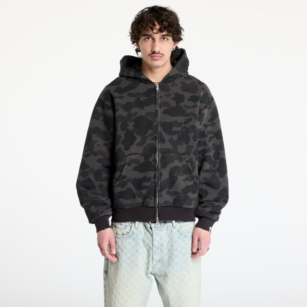 Pulóver A BATHING APE 1St Camo Heavy Wash Cropped Fit Zip Hoodie UNISEX Black M-alacsony-ár