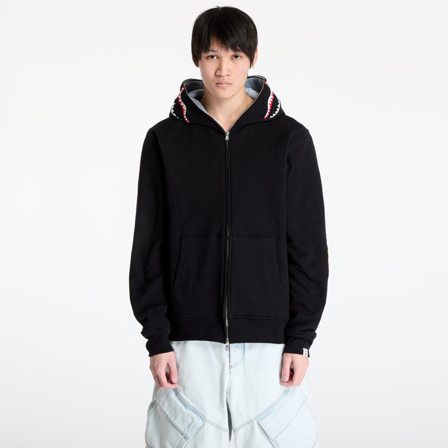 Pulóver A BATHING APE 2nd Shark Full Zip UNISEX Hoodie Black S-alacsony-ár
