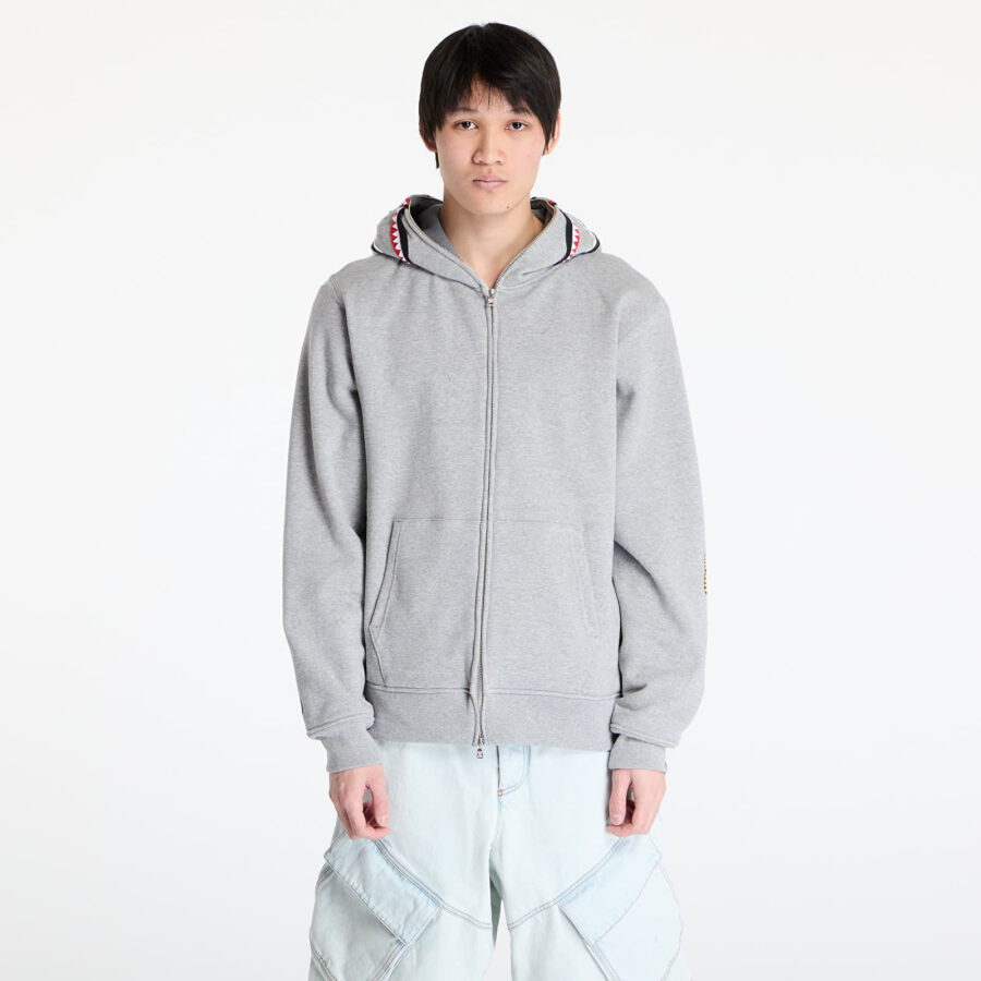 Pulóver A BATHING APE 2nd Shark Full Zip UNISEX Hoodie Gray S-alacsony-ár