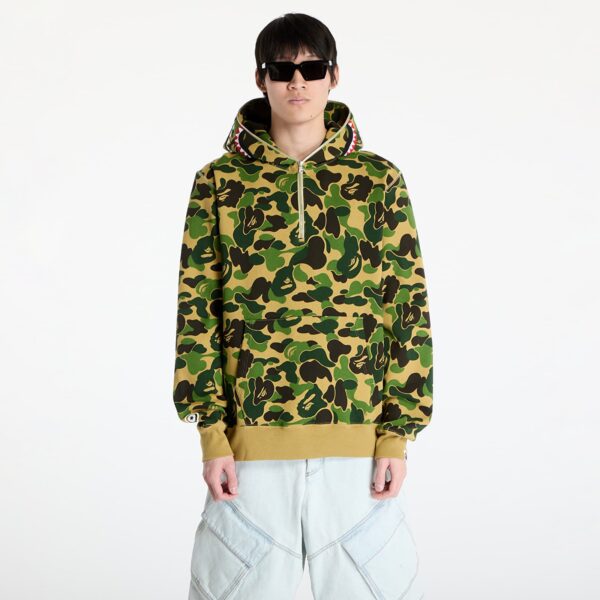 Pulóver A BATHING APE Abc Camo Shark Half Zip Pullover Hoodie M Green M-alacsony-ár