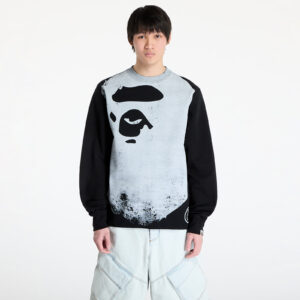 Pulóver A BATHING APE Ape Head Over Print Crewneck Sweat M Black M-alacsony-ár