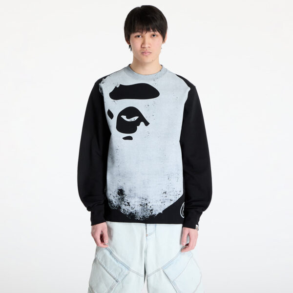 Pulóver A BATHING APE Ape Head Over Print Crewneck Sweat M Black M-alacsony-ár