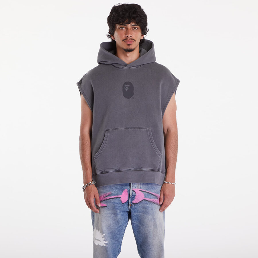 Pulóver A BATHING APE Bape Sleeveless Pullover Hoodie Charcoal L-alacsony-ár