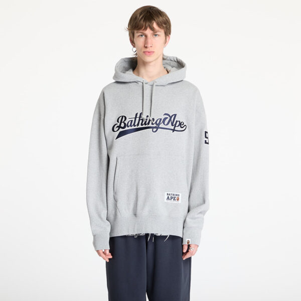 Pulóver A BATHING APE Baseball Logo Relaxed Fit Pullover Hoodie UNISEX Gray M-alacsony-ár