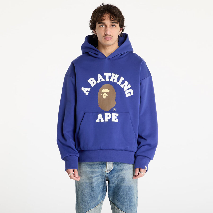 Pulóver A BATHING APE College Puffy Relaxed Fit Pullover Hoodie M Blue M-alacsony-ár