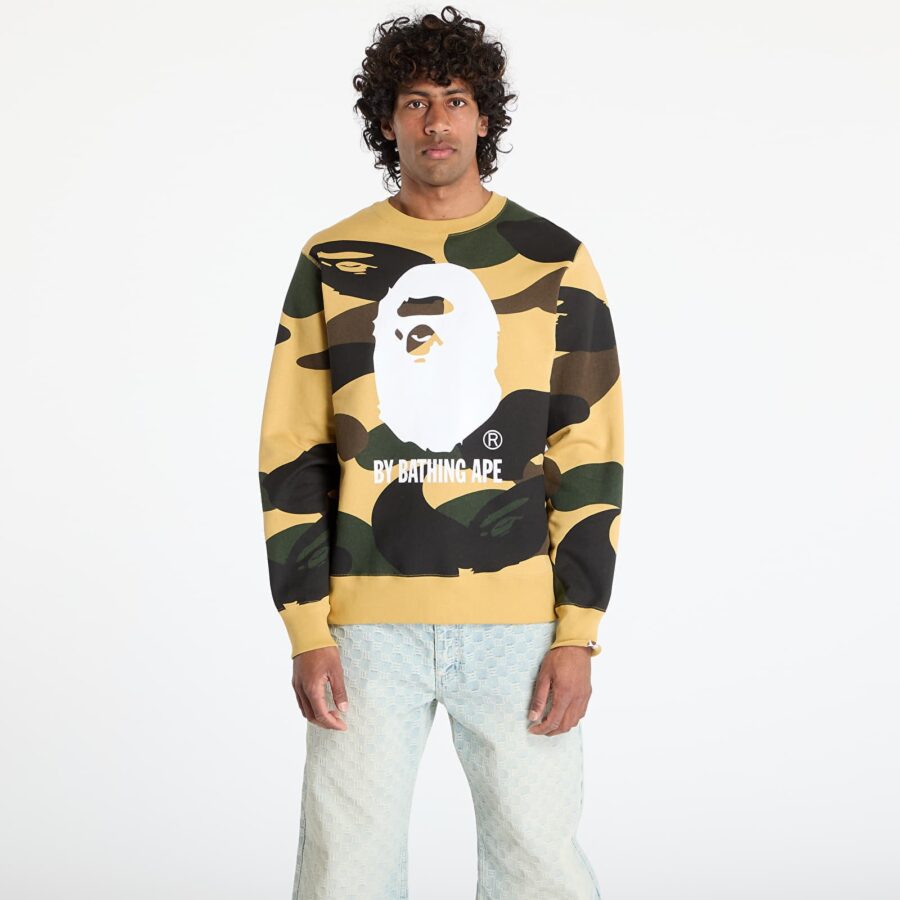 Pulóver A BATHING APE Giant 1St Camo By Bathing Ape Crewneck Sweatshirt UNISEX Yellow S-alacsony-ár