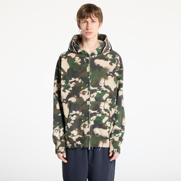 Pulóver A BATHING APE Map Camo Shark Relaxed Fit Full Zip Hoodie UNISEX Green XXXL-alacsony-ár