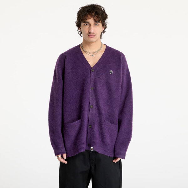 Pulóver A BATHING APE One Point Hairly Yarn Cardigan M Purple M-alacsony-ár