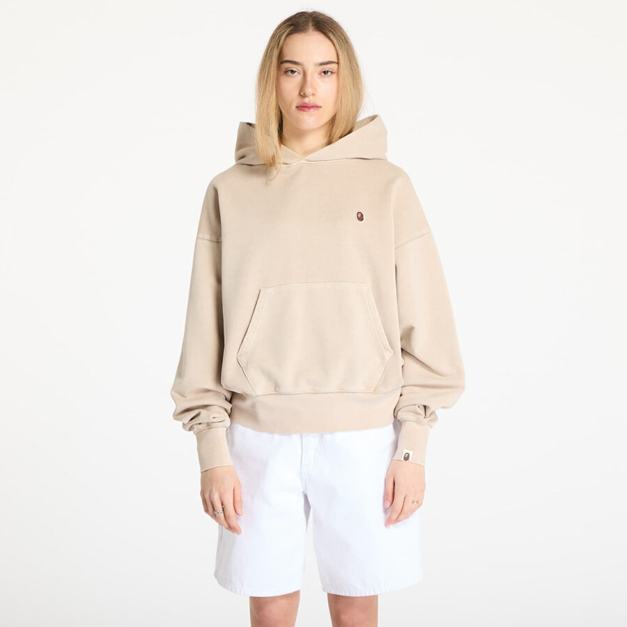 Pulóver A BATHING APE Pigment Dyed One Point Oversized Pullover Hoodie Gray S-alacsony-ár