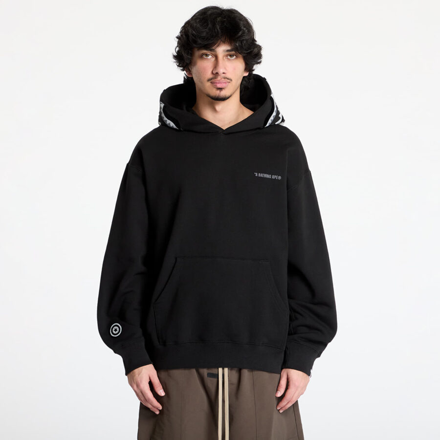 Pulóver A BATHING APE Shark Logo Relaxed Fit Pullover Hoodie UNISEX Black M-alacsony-ár
