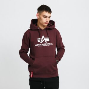 Pulóver Alpha Industries Basic Hoody Dark Wine M-alacsony-ár