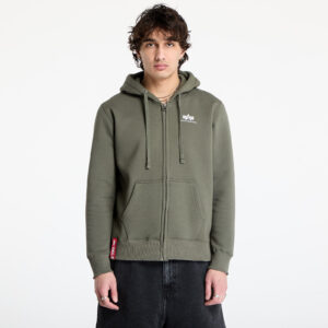 Pulóver Alpha Industries Basic Zip Hoody SL Dark Olive L-alacsony-ár