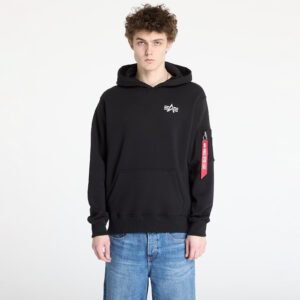 Pulóver Alpha Industries Inc. Signature BP Hoodie Black L-alacsony-ár