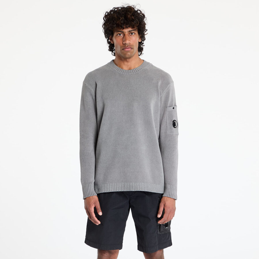 Pulóver C.P. Company Chenille Cotton Lens Crewneck Knit Smoked Pearl S-alacsony-ár