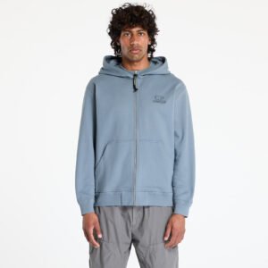 Pulóver C.P. Company Diagonal Raised Fleece Full Zip Logo Sweatshirt Stormy Weather S-alacsony-ár