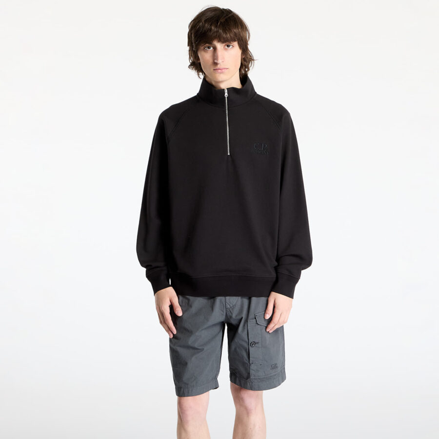 Pulóver C.P. Company Diagonal Raised Fleece Sweatshirt Black S-alacsony-ár