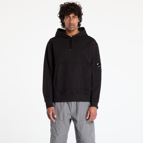 Pulóver C.P. Company Diagonally Raised Fleece Hooded Sweatshirt Black XL-alacsony-ár
