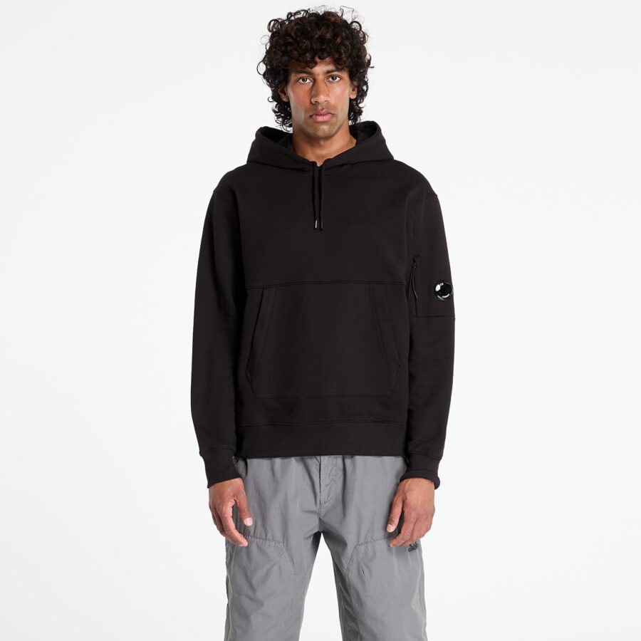 Pulóver C.P. Company Diagonally Raised Fleece Hooded Sweatshirt Black XL-alacsony-ár