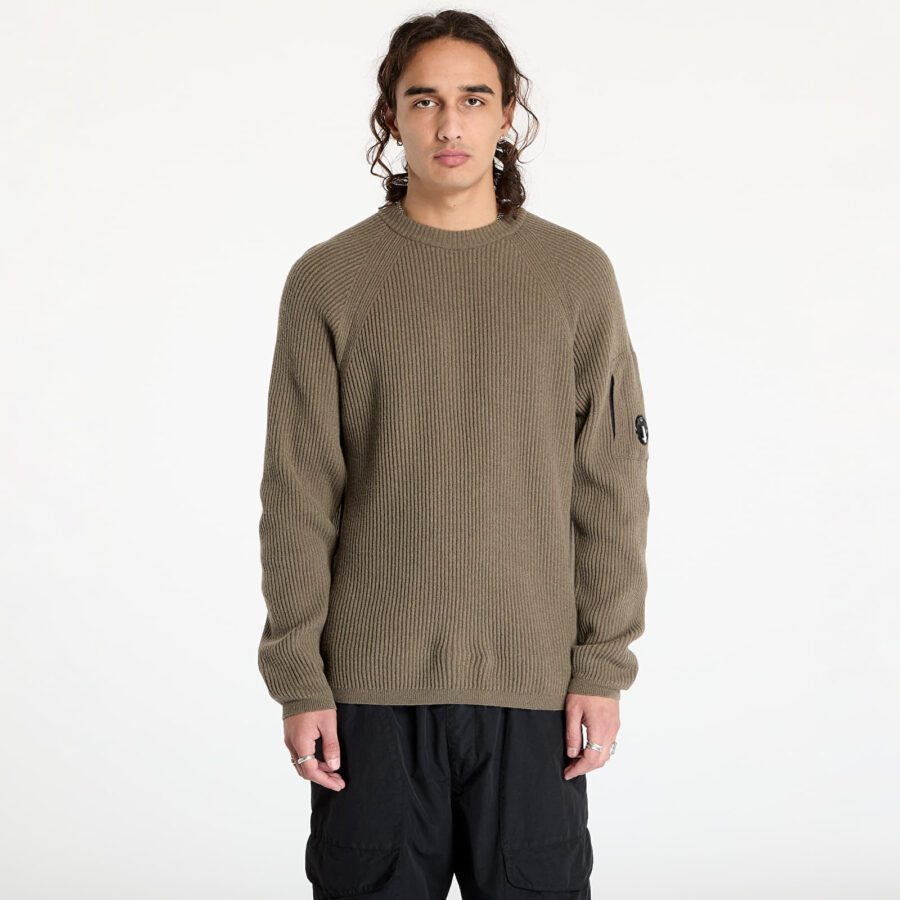Pulóver C.P. Company Lambswool Grs Crew Neck Full Knit Black/ Walnut XXL-alacsony-ár