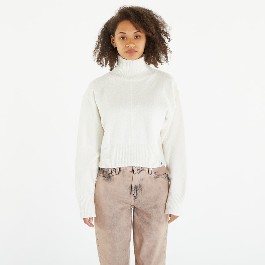 Pulóver Calvin Klein Jeans Boucle High Neck Sweater Ivory L-alacsony-ár