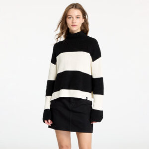Pulóver Calvin Klein Jeans Chunky Loose High Neck Sweater Ivory/ Black Stripe L-alacsony-ár