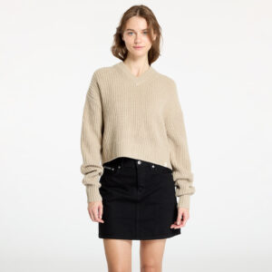 Pulóver Calvin Klein Jeans Chunky V-Neck Sweater Pelican S-alacsony-ár